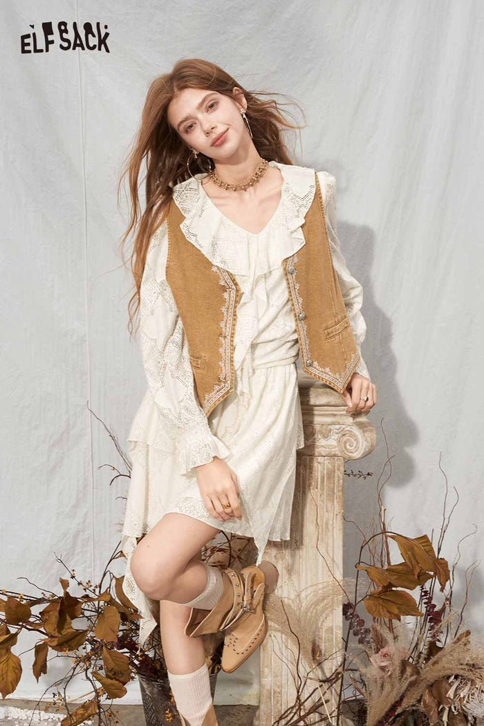 2 Piece Ruffle Skirt Set with Crop Vest