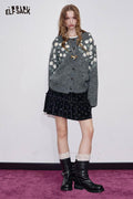 3D Floral Embroidered Cardigan Sweater