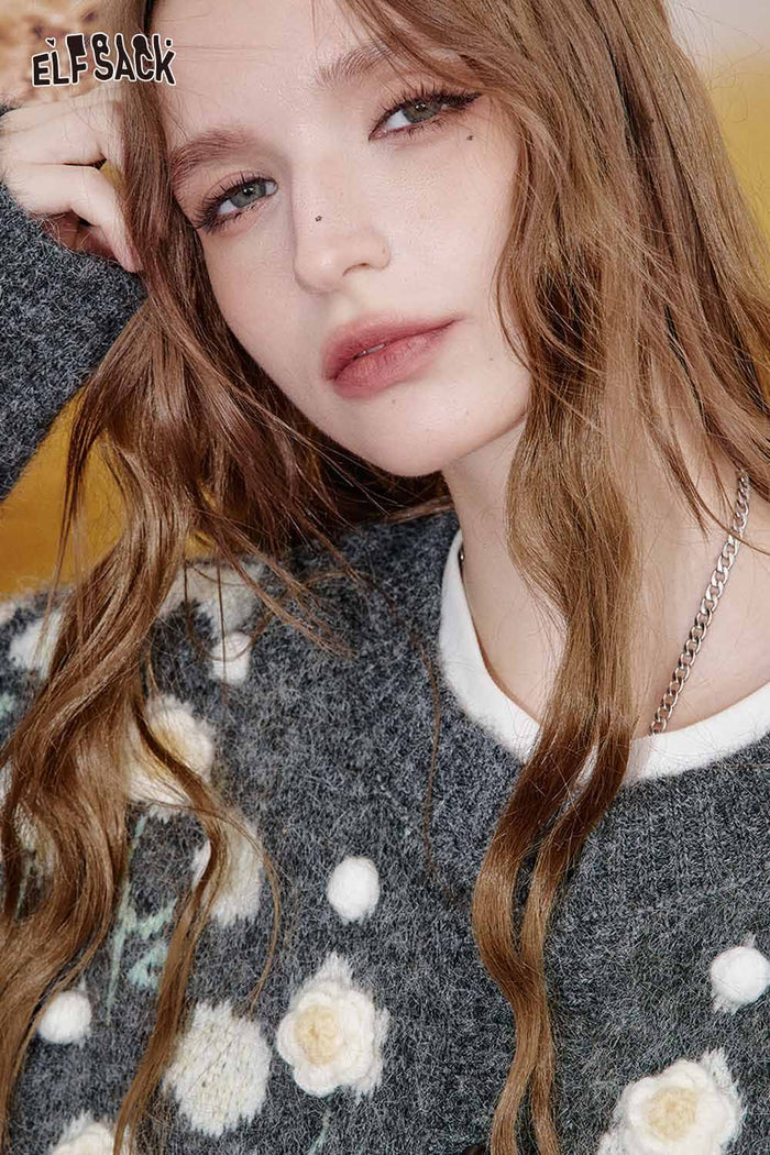 3D Floral Embroidered Cardigan Sweater