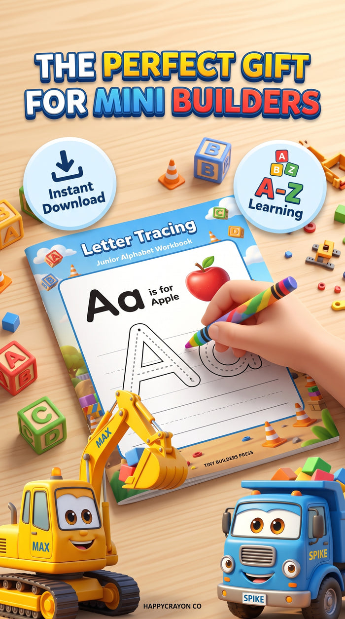 Alphabet Construction & Big Work Machines: Trace & Color Workbook (Ages 3–6) [Digital Download]