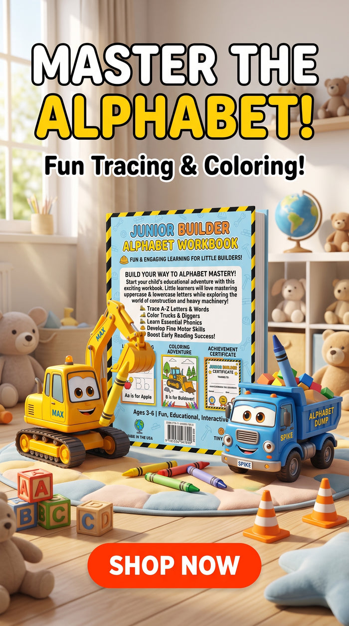 Alphabet Construction & Big Work Machines: Trace & Color Workbook (Ages 3–6) [Digital Download]