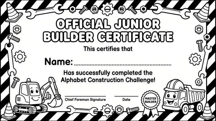 Alphabet Construction & Big Work Machines: Trace & Color Workbook (Ages 3–6) [Digital Download]