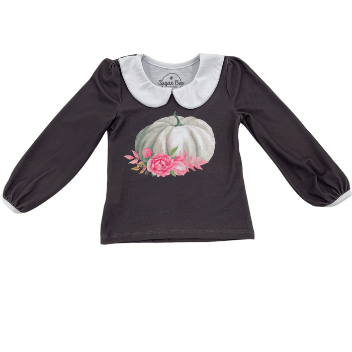 Amelia Peter Pan L/s Puff Top - Espresso Pumpkin - Sugar Bee Clothing