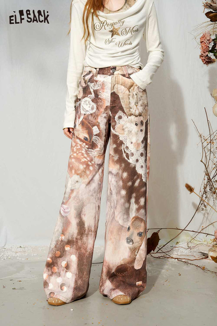 Animal Print Wide Leg Pants