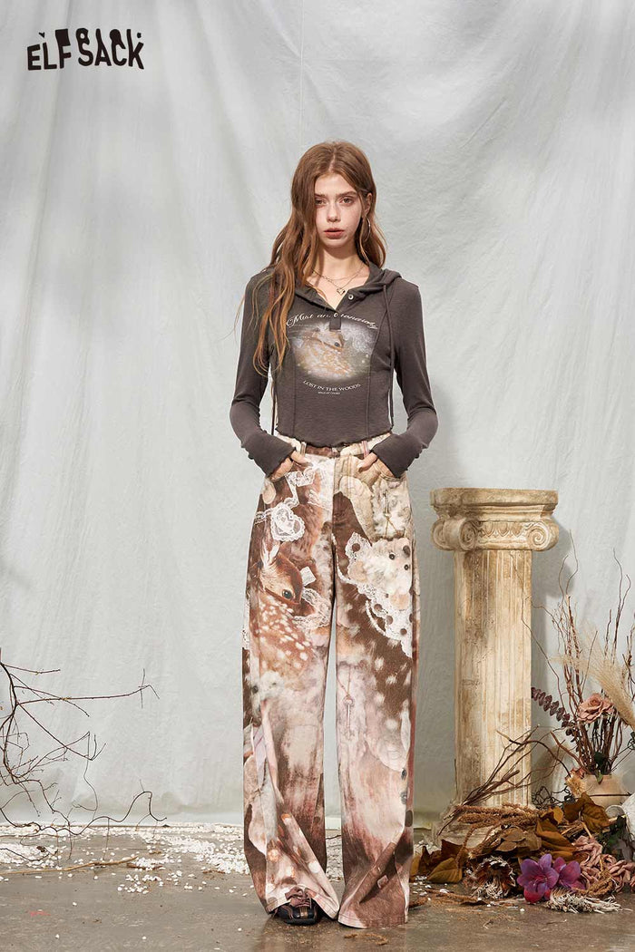 Animal Print Wide Leg Pants