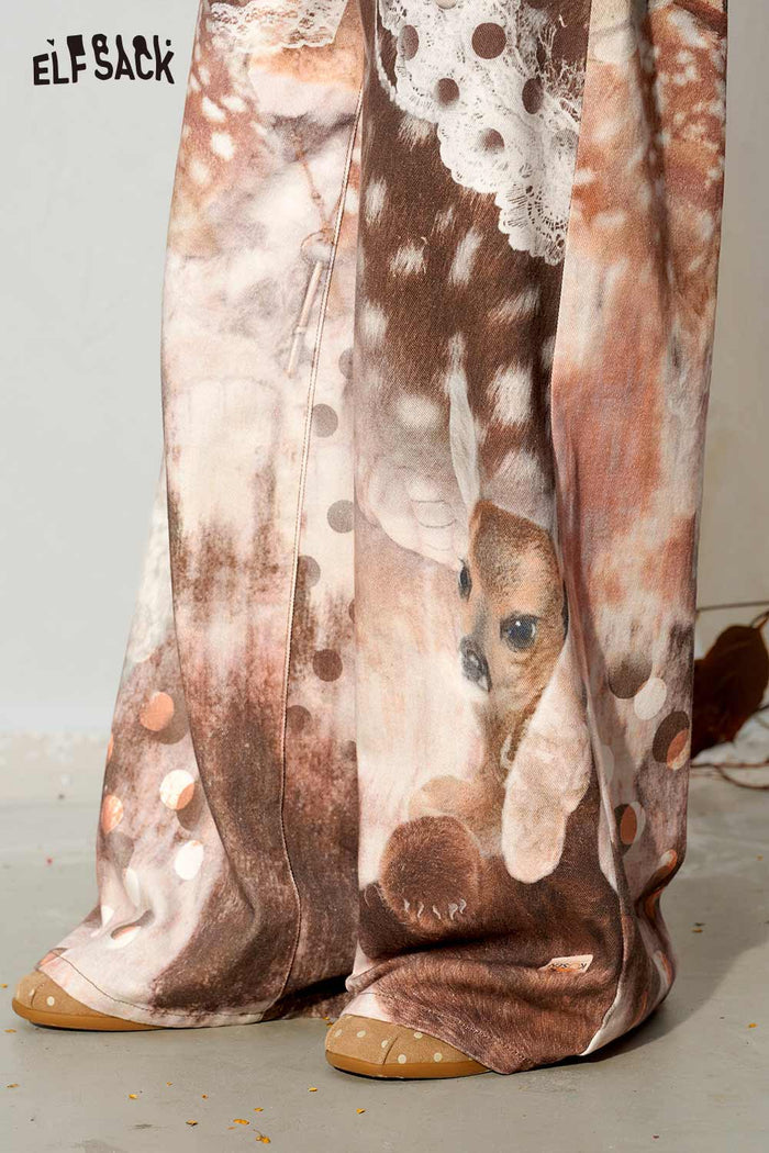Animal Print Wide Leg Pants