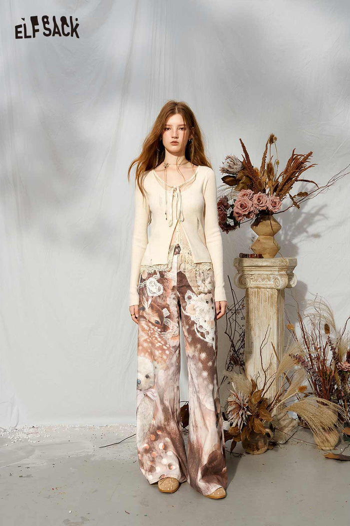 Animal Print Wide Leg Pants