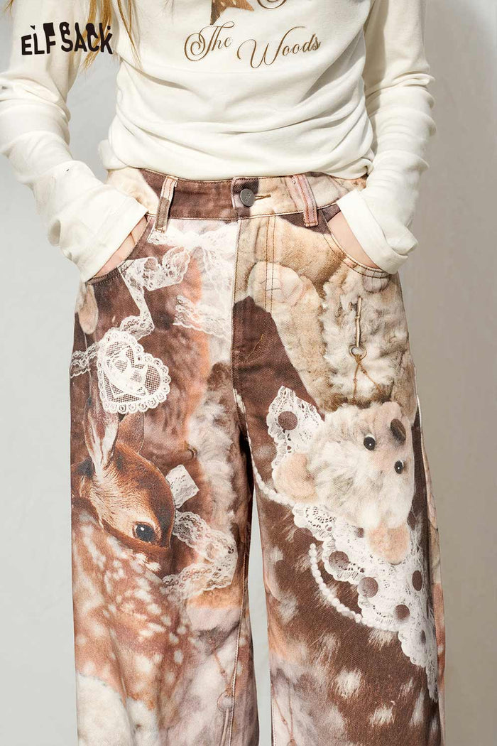 Animal Print Wide Leg Pants