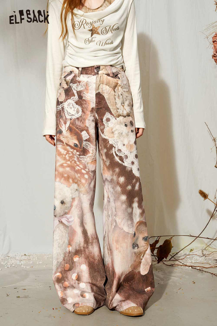 Animal Print Wide Leg Pants