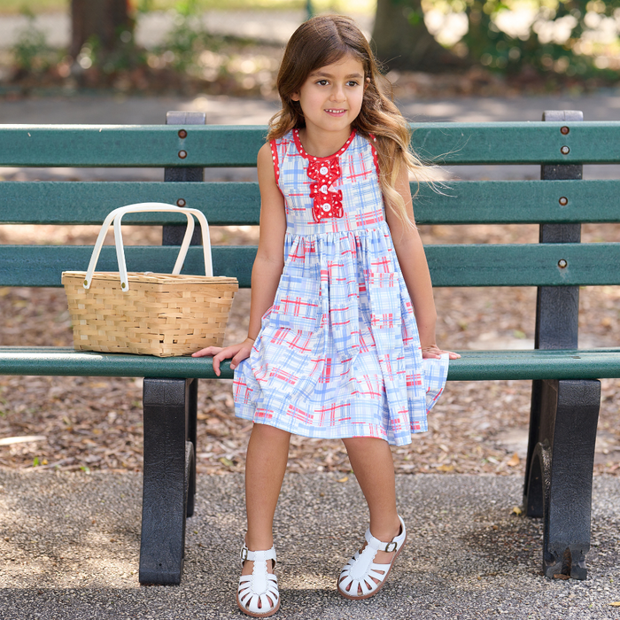 Anna Ruffle Tank Twirl Dress - Cape Cod Madras - Sugar Bee Clothing