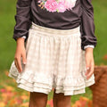 Annie Ruffle Skort - Cafe au Lait Gingham - Sugar Bee Clothing