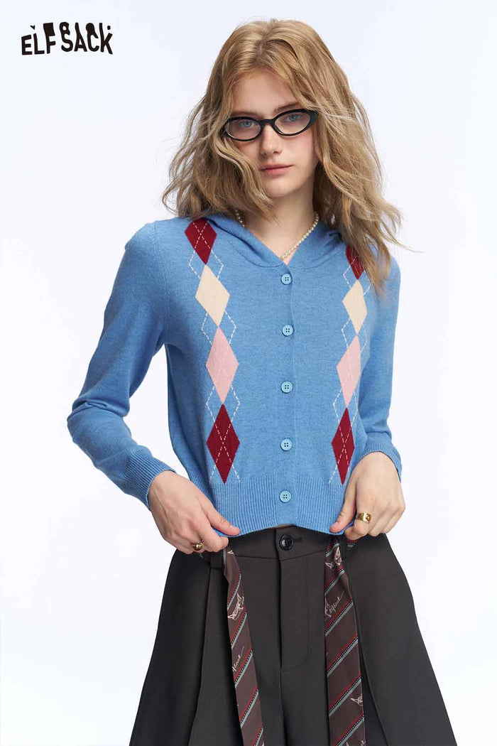 Argyle Pattern Knit Sweater