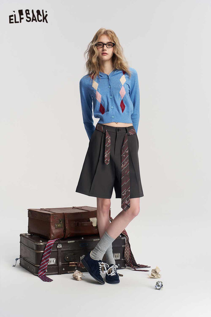 Argyle Pattern Knit Sweater