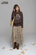 Asymmetrical Leopard Print Midi Skirt