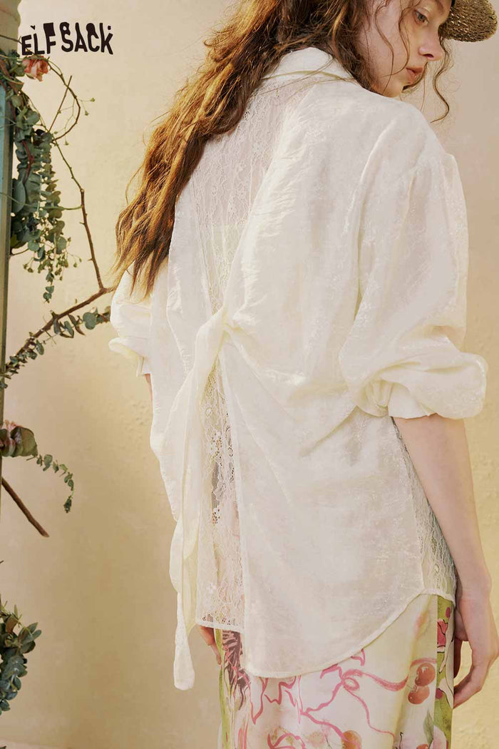 ELFSACK Asymmetrical Loose Long Sleeve Blouse