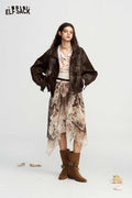 Asymmetrical Midi Skirt Mixed Print