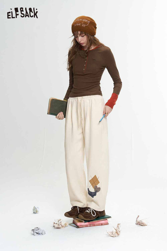 Asymmetrical Patchwork Cropped Knit Cardigan with Fox Embroidery