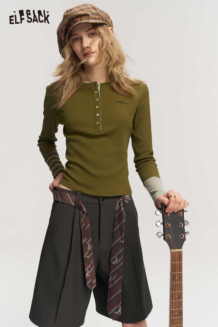 Asymmetrical Patchwork Cropped Knit Cardigan with Fox Embroidery