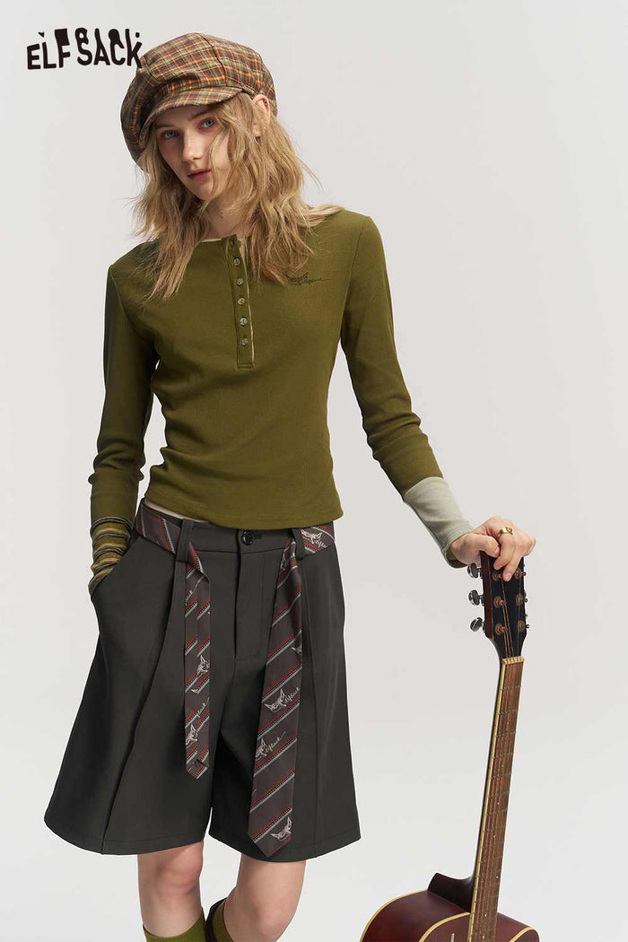 Asymmetrical Patchwork Cropped Knit Cardigan with Fox Embroidery