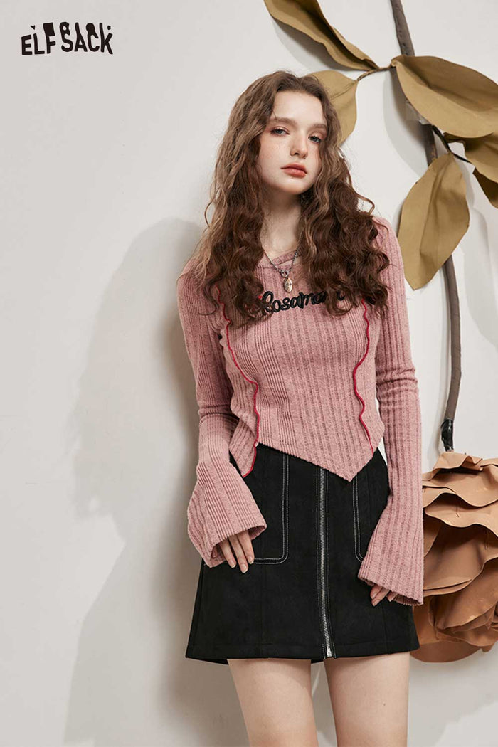 Asymmetrical Ribbed Knit Top
