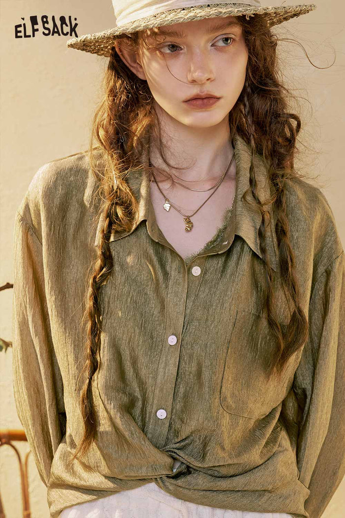 ELFSACK Asymmetrical Wrap Blouse
