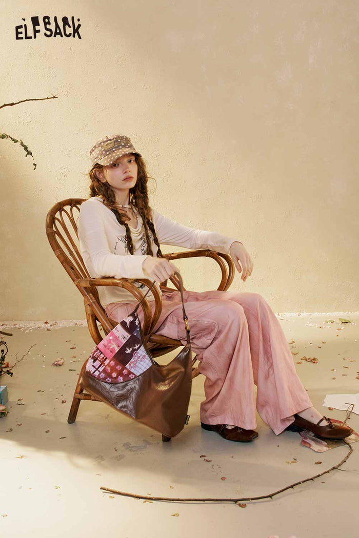 ELFSACK Bamboo Buckle Horse Print Hobo Bag