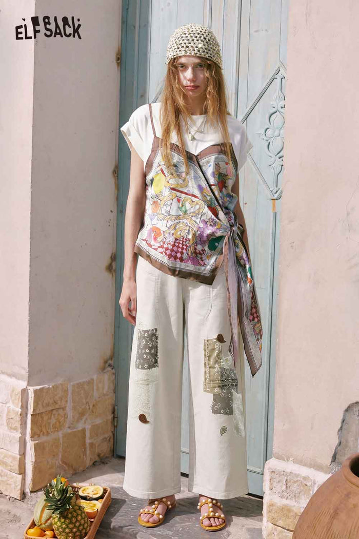 ELFSACK Bandana Print Satin Layered Tee