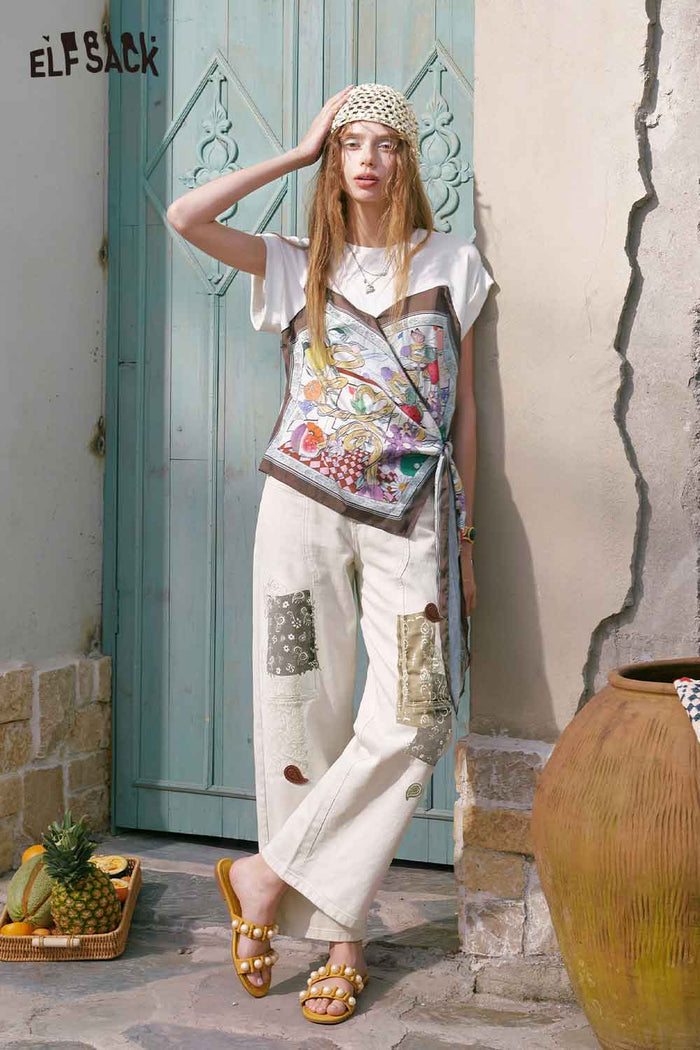 ELFSACK Bandana Print Satin Layered Tee