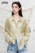 ELFSACK Beaded Detail Loose-Fit Button-Up Shirt