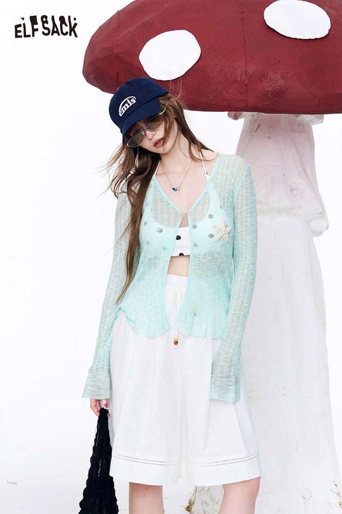 ELFSACK Beaded Star Knit Cardigan