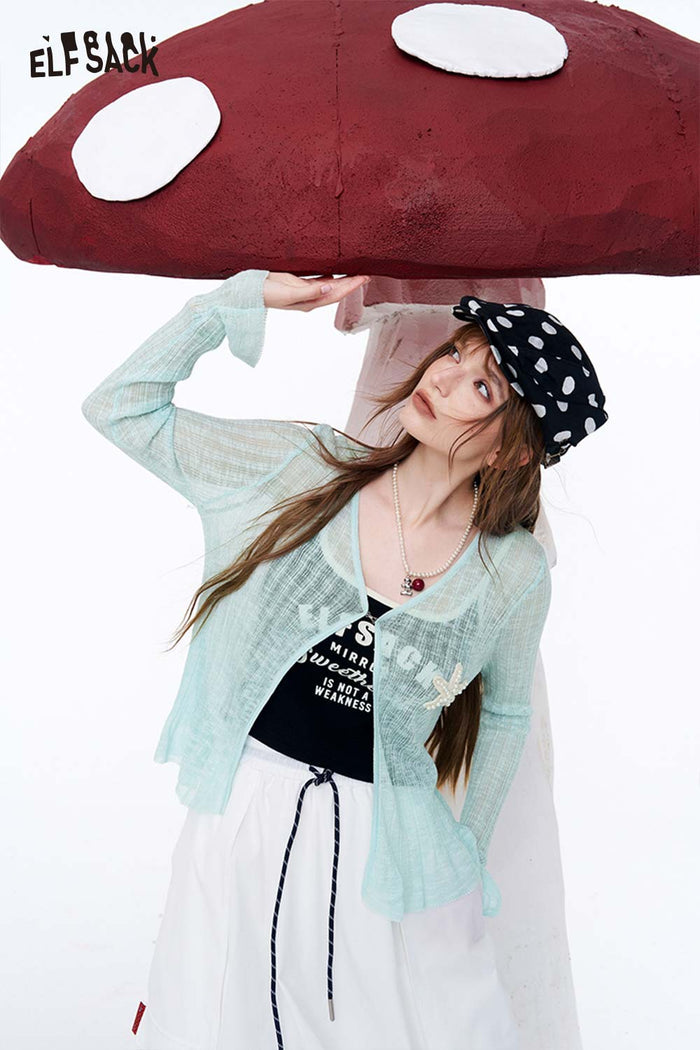 ELFSACK Beaded Star Knit Cardigan