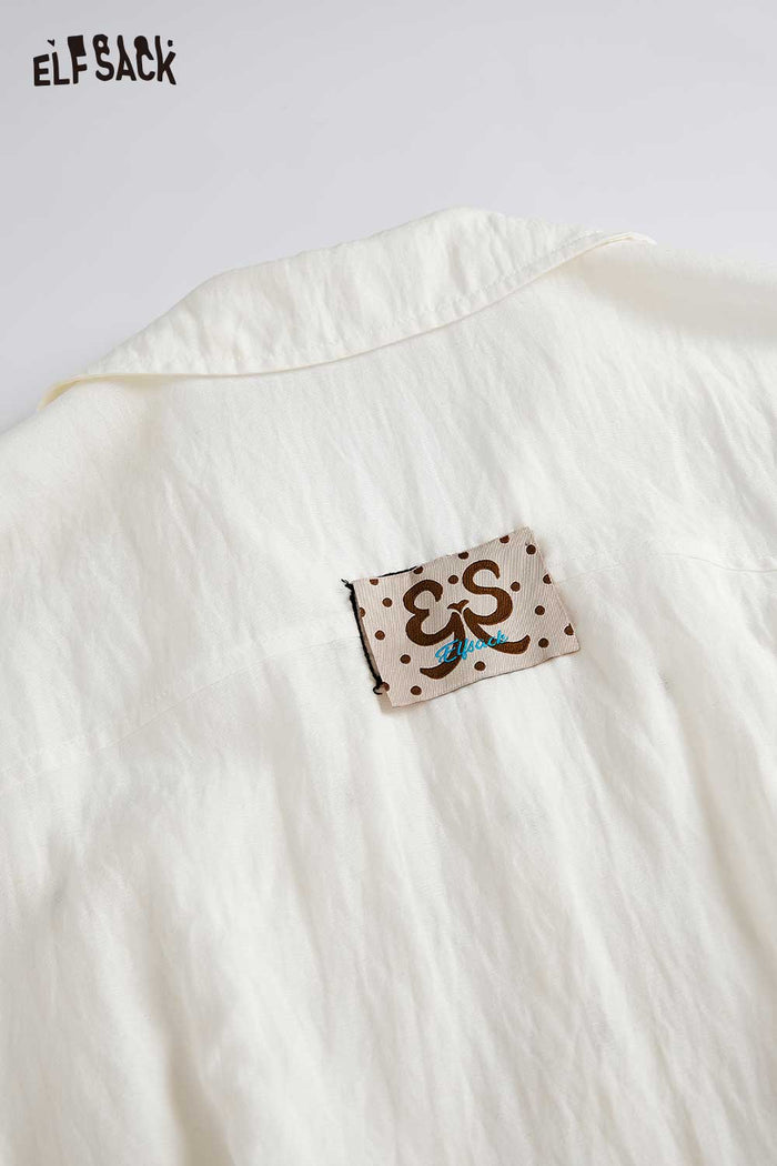 ELFSACK Belted Short Sleeve Shirt Dress