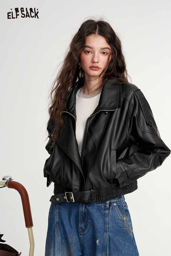 Black Faux Leather Biker Jacket