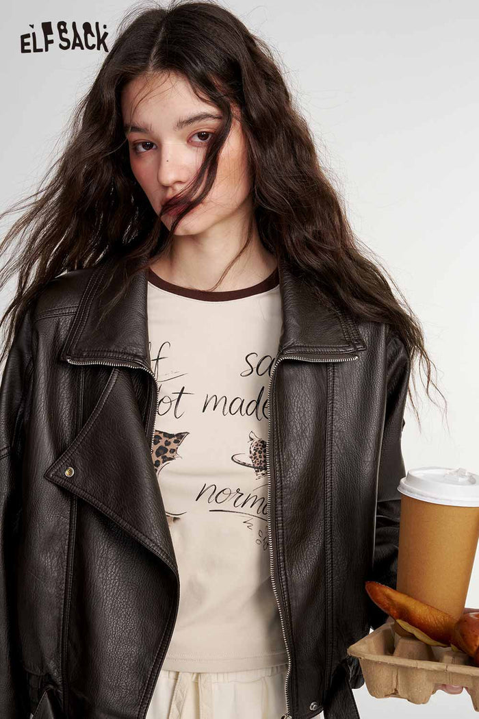 Black Faux Leather Biker Jacket