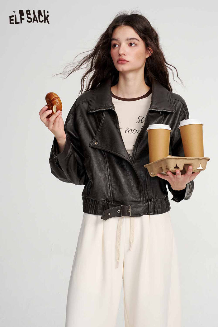 Black Faux Leather Biker Jacket