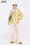 ELFSACK Black simple corduroy wide-leg casual pants