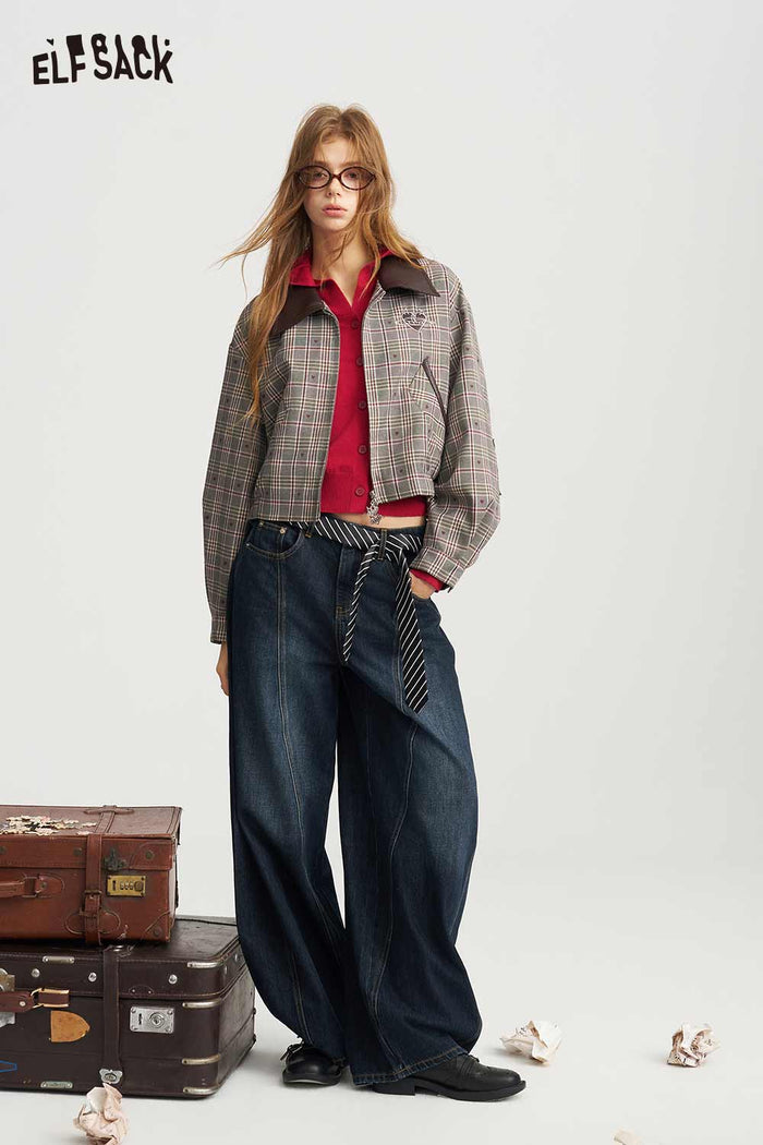 Blue Balloon Fit Structured Seam Pants