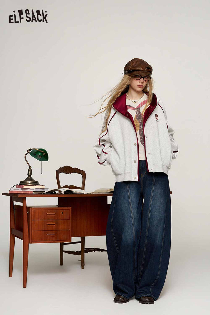 Blue Balloon Fit Structured Seam Pants