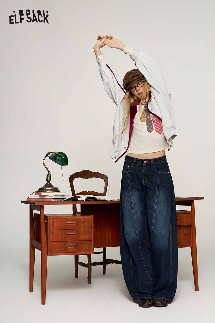 Blue Balloon Fit Structured Seam Pants