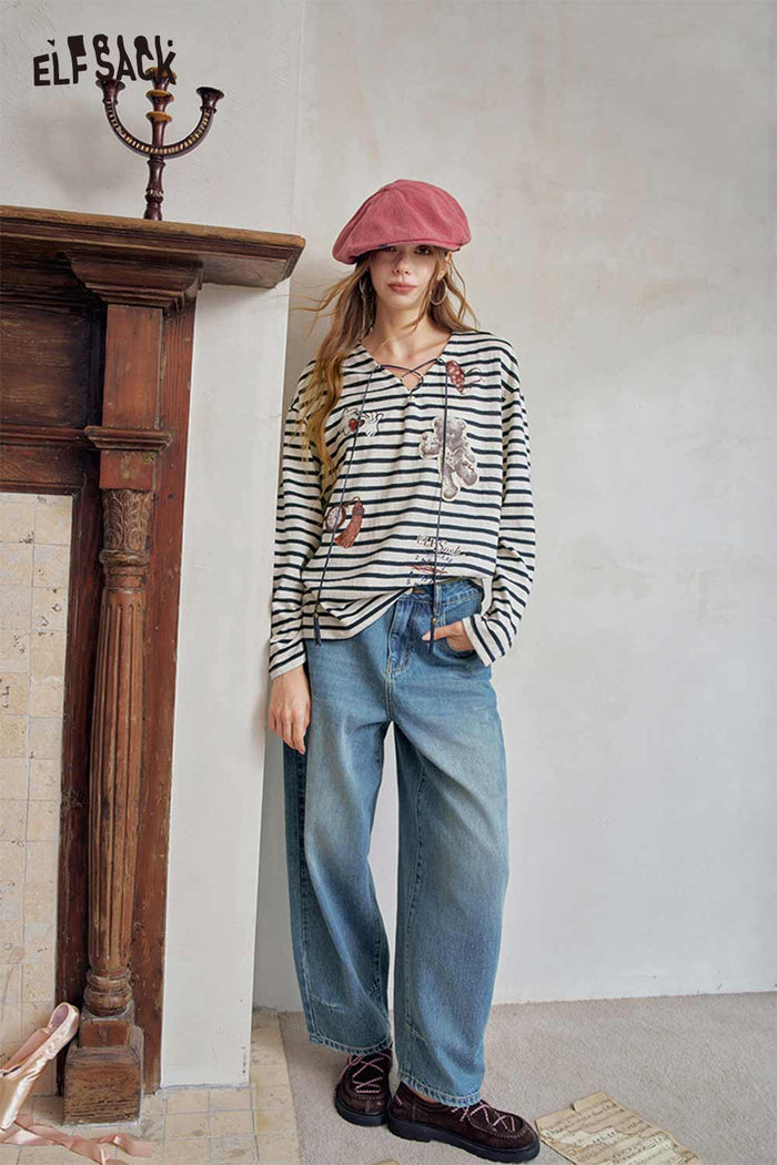 Blue Loose Fit Denim Pants