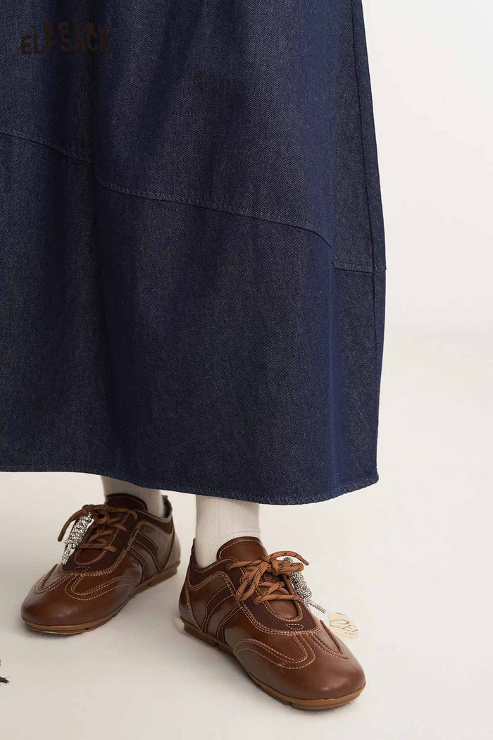 Blue Plaid Spliced Waist Peplum Hem Skirt