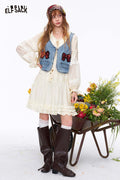 ELFSACK Boho Lace Ruffle Flowy Chiffon Mini Dress