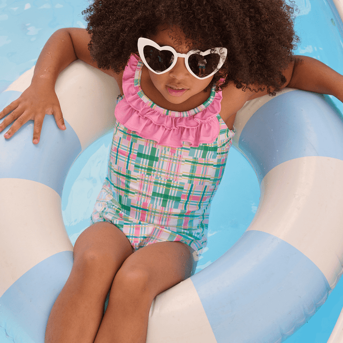 Bow Back Swimsuit - Palm Springs Madras - Sugar Bee Clothing