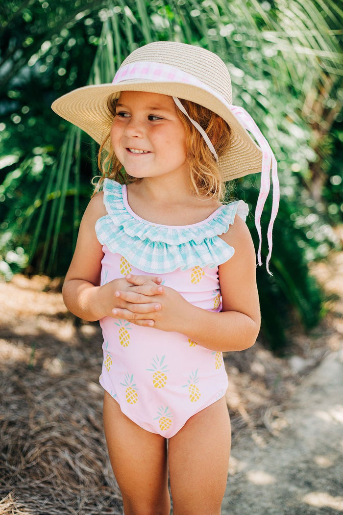 Bow Back Swimsuit - Pink Pineapples - Sugar Bee Clothing
