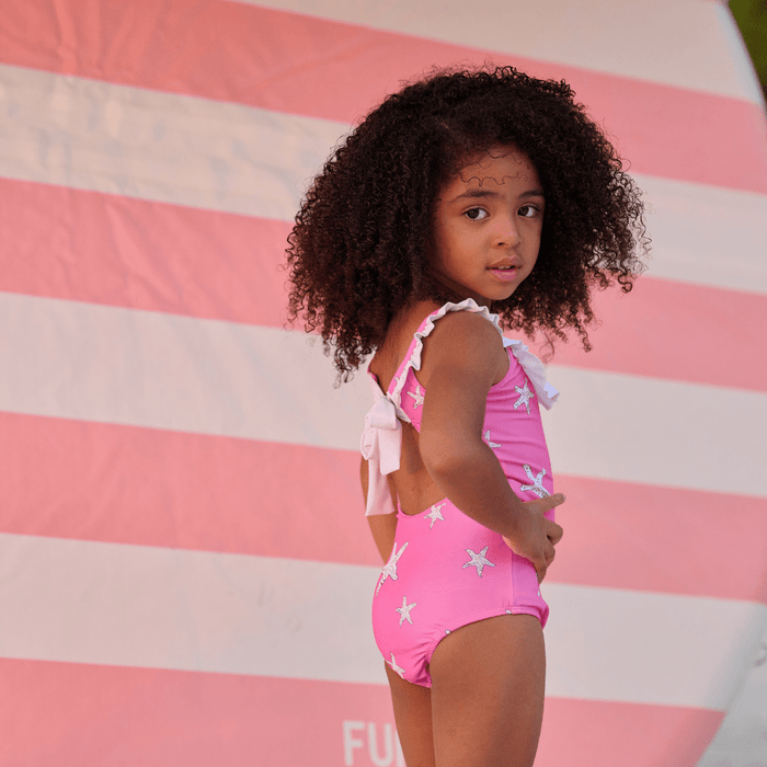 Bowback Swimsuit - Pink Starfish - Sugar Bee Clothing