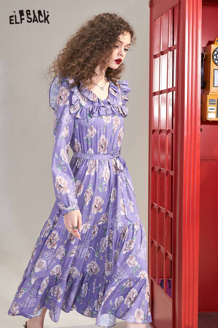 ELFSACK Breathable Floral French Dress