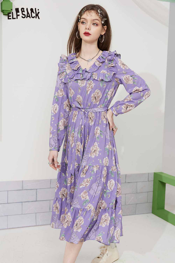 ELFSACK Breathable Floral French Dress