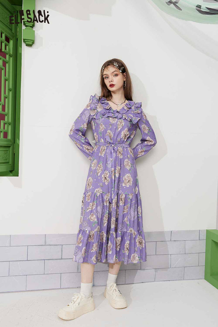 ELFSACK Breathable Floral French Dress