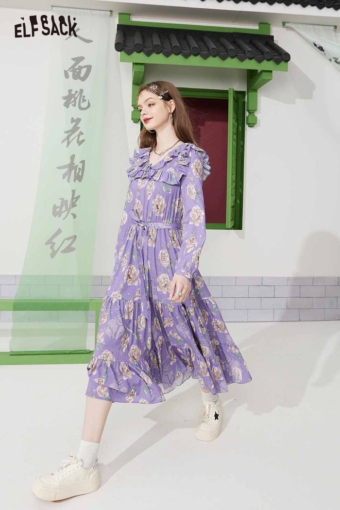ELFSACK Breathable Floral French Dress