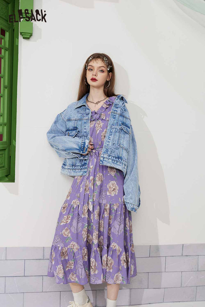 ELFSACK Breathable Floral French Dress